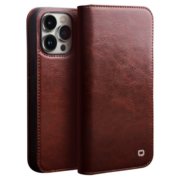 QIALINO Custodia per telefono orizzontale in pelle flip, For iPhone 14, For iPhone 14 Plus, For iPhone 14 Pro, For iPhone 14 Pro Max
