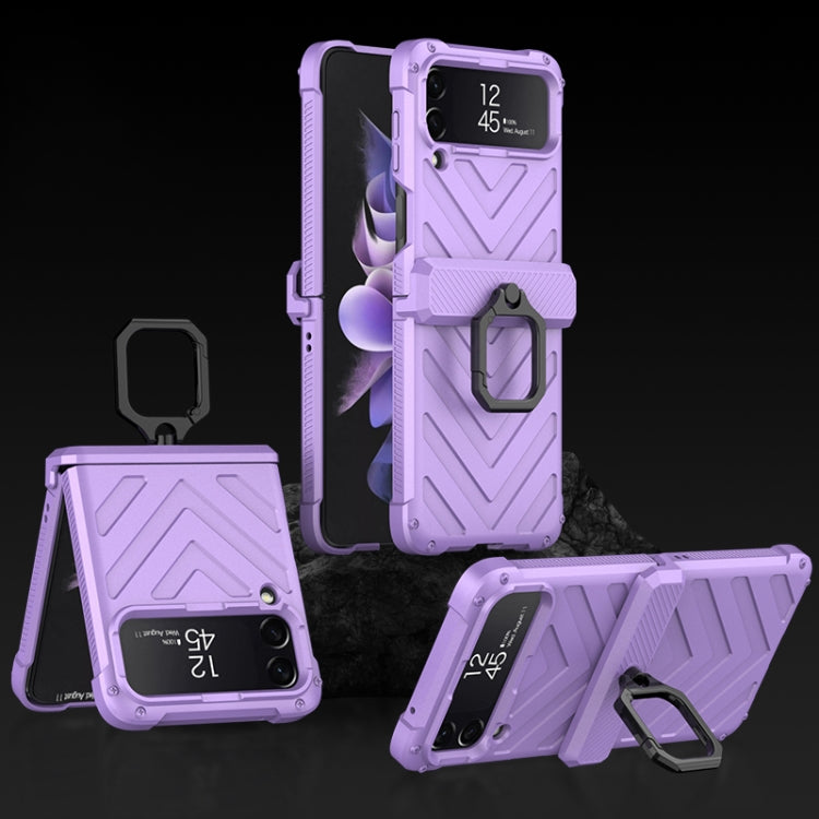 Custodia per cellulare con armatura magnetica scorrevole GKK con supporto per anello, For Samsung Galaxy Z Flip4