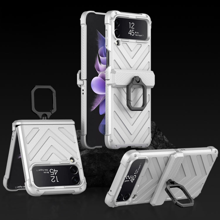 Custodia per cellulare con armatura magnetica scorrevole GKK con supporto per anello, For Samsung Galaxy Z Flip4