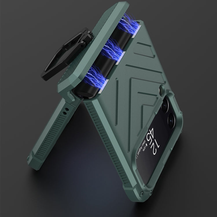 Custodia per cellulare con armatura magnetica scorrevole GKK con supporto per anello, For Samsung Galaxy Z Flip4