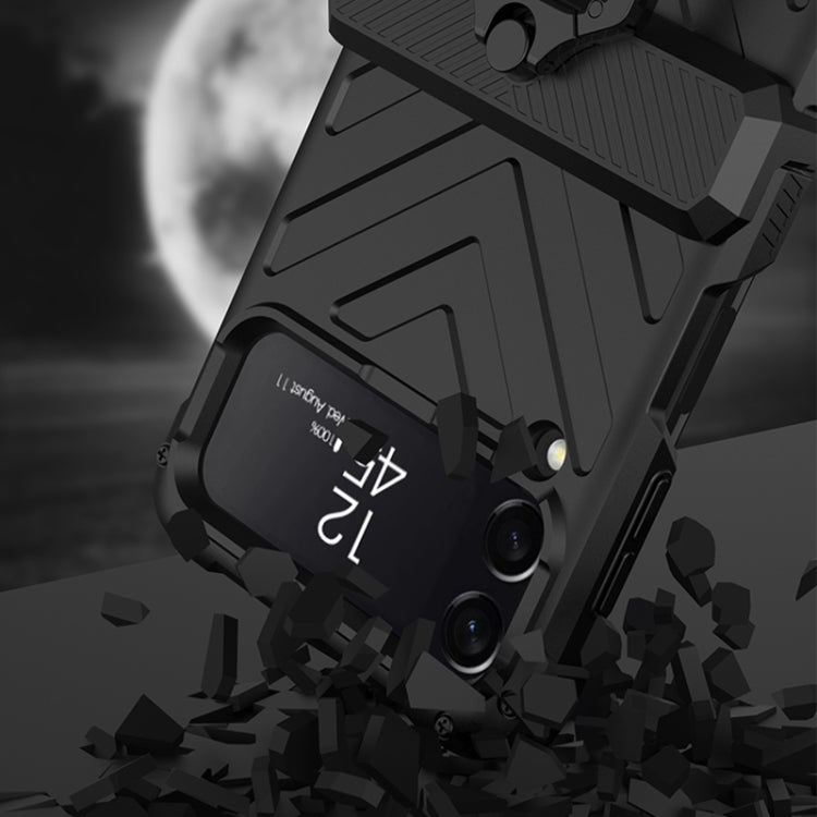 Custodia per cellulare con armatura magnetica scorrevole GKK con supporto per anello, For Samsung Galaxy Z Flip4