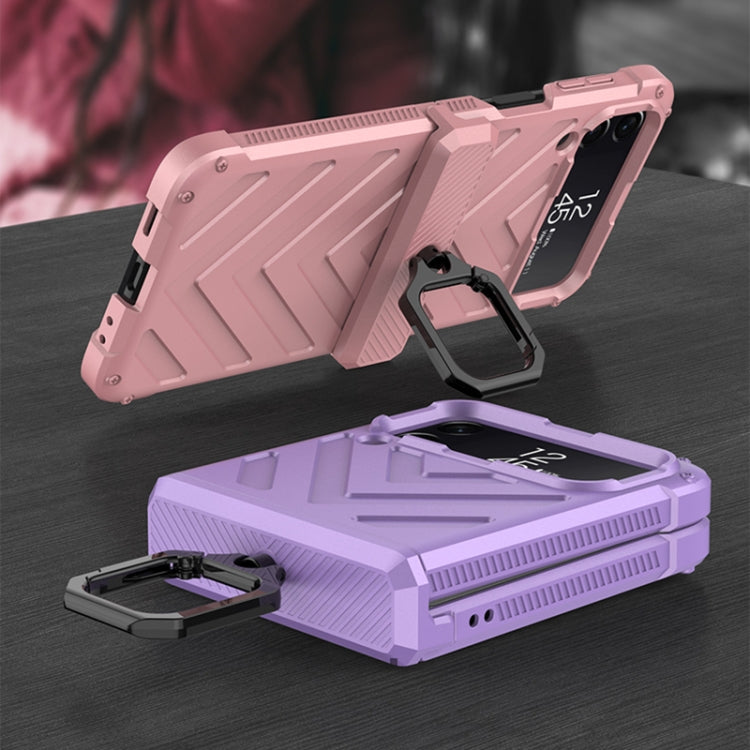 Custodia per cellulare con armatura magnetica scorrevole GKK con supporto per anello, For Samsung Galaxy Z Flip4