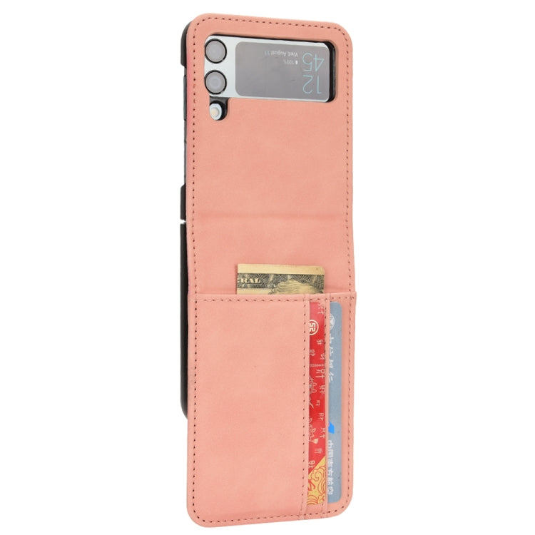 Custodia per telefono pieghevole con slot per schede esterno semi-diviso sulla pelle, For Samsung Galaxy Z Flip3 5G, For Samsung Galaxy Z Flip4 5G