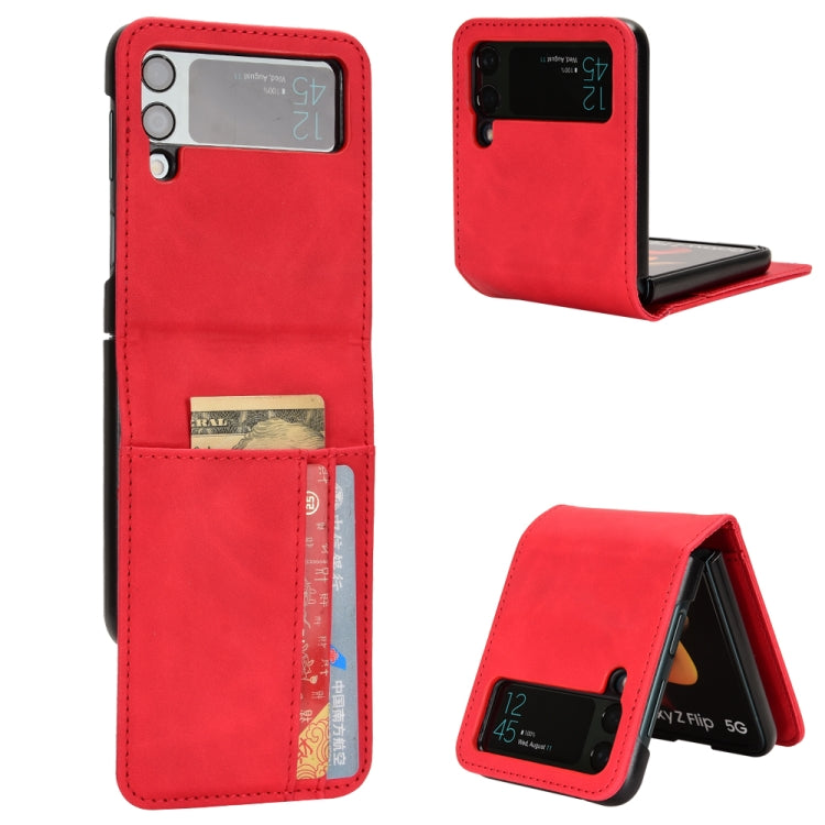 Custodia per telefono pieghevole con slot per schede esterno semi-diviso sulla pelle, For Samsung Galaxy Z Flip3 5G, For Samsung Galaxy Z Flip4 5G