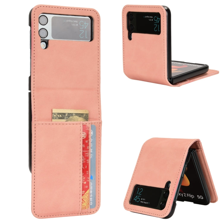 Custodia per telefono pieghevole con slot per schede esterno semi-diviso sulla pelle, For Samsung Galaxy Z Flip3 5G, For Samsung Galaxy Z Flip4 5G