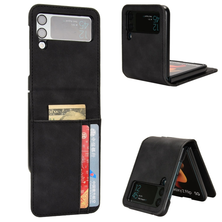 Custodia per telefono pieghevole con slot per schede esterno semi-diviso sulla pelle, For Samsung Galaxy Z Flip3 5G, For Samsung Galaxy Z Flip4 5G