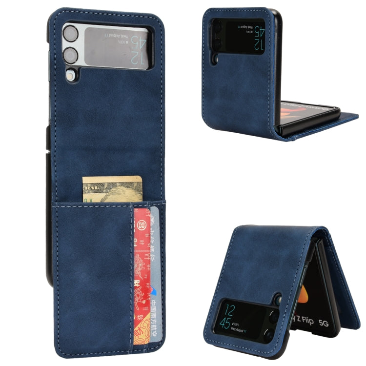 Custodia per telefono pieghevole con slot per schede esterno semi-diviso sulla pelle, For Samsung Galaxy Z Flip3 5G, For Samsung Galaxy Z Flip4 5G