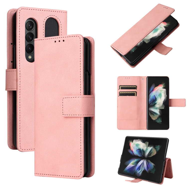 Custodia per telefono in pelle con flip in pelle di agnello con slot per penna, For Samsung Galaxy Z Fold4