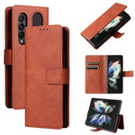 Custodia per telefono in pelle con flip in pelle di agnello con slot per penna, For Samsung Galaxy Z Fold4
