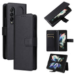Custodia per telefono in pelle con flip in pelle di agnello con slot per penna, For Samsung Galaxy Z Fold4