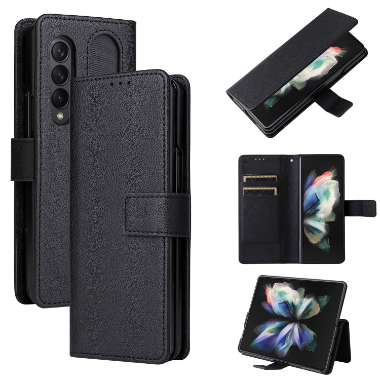 Custodia per telefono in pelle con flip in pelle di agnello con slot per penna, For Samsung Galaxy Z Fold4
