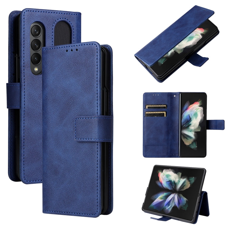 Custodia per telefono in pelle con flip in pelle di agnello con slot per penna, For Samsung Galaxy Z Fold4