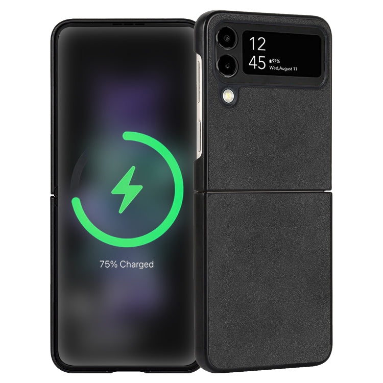 Custodia per telefono piegata in pelle con trama in pelle di agnello, For Samsung Galaxy Z Flip4, For Samsung Galaxy Z Flip3 5G