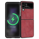 Custodia per telefono piegata in pelle con trama in pelle di agnello, For Samsung Galaxy Z Flip4, For Samsung Galaxy Z Flip3 5G
