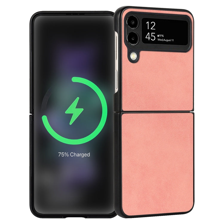 Custodia per telefono piegata in pelle con trama in pelle di agnello, For Samsung Galaxy Z Flip4, For Samsung Galaxy Z Flip3 5G
