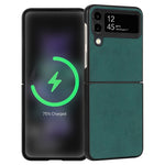 Custodia per telefono piegata in pelle con trama in pelle di agnello, For Samsung Galaxy Z Flip4, For Samsung Galaxy Z Flip3 5G