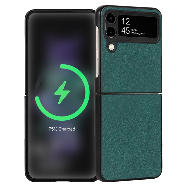 Custodia per telefono piegata in pelle con trama in pelle di agnello, For Samsung Galaxy Z Flip4, For Samsung Galaxy Z Flip3 5G