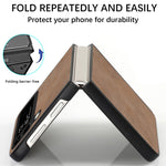 Custodia per telefono piegata in pelle con trama in pelle di agnello, For Samsung Galaxy Z Flip4, For Samsung Galaxy Z Flip3 5G