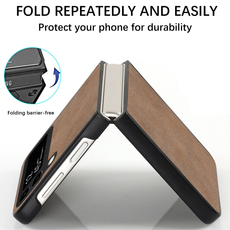 Custodia per telefono piegata in pelle con trama in pelle di agnello, For Samsung Galaxy Z Flip4, For Samsung Galaxy Z Flip3 5G
