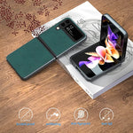 Custodia per telefono piegata in pelle con trama in pelle di agnello, For Samsung Galaxy Z Flip4, For Samsung Galaxy Z Flip3 5G