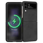 Custodia per telefono piegata in pelle con trama in pelle di agnello, For Samsung Galaxy Z Flip4, For Samsung Galaxy Z Flip3 5G
