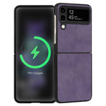 Custodia per telefono piegata in pelle con trama in pelle di agnello, For Samsung Galaxy Z Flip4, For Samsung Galaxy Z Flip3 5G