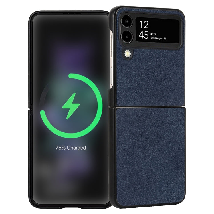Custodia per telefono piegata in pelle con trama in pelle di agnello, For Samsung Galaxy Z Flip4, For Samsung Galaxy Z Flip3 5G