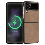 Custodia per telefono piegata in pelle con trama in pelle di agnello, For Samsung Galaxy Z Flip4, For Samsung Galaxy Z Flip3 5G
