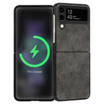 Custodia per telefono piegata in pelle con trama in pelle di agnello, For Samsung Galaxy Z Flip4, For Samsung Galaxy Z Flip3 5G