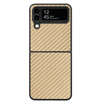 Custodia per telefono piegata in pelle con trama in fibra di carbonio, For Samsung Galaxy Z Flip4, For Samsung Galaxy Z Flip3 5G