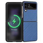 Custodia per telefono piegata in pelle con trama in fibra di carbonio, For Samsung Galaxy Z Flip4, For Samsung Galaxy Z Flip3 5G