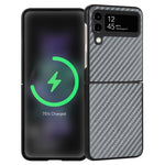 Custodia per telefono piegata in pelle con trama in fibra di carbonio, For Samsung Galaxy Z Flip4, For Samsung Galaxy Z Flip3 5G