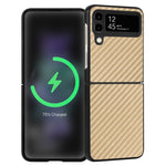 Custodia per telefono piegata in pelle con trama in fibra di carbonio, For Samsung Galaxy Z Flip4, For Samsung Galaxy Z Flip3 5G