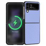 Custodia per telefono piegata in pelle con trama in fibra di carbonio, For Samsung Galaxy Z Flip4, For Samsung Galaxy Z Flip3 5G