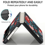 Custodia per telefono piegata in pelle con motivo a fiori, For Samsung Galaxy Z Flip4, For Samsung Galaxy Z Flip3 5G