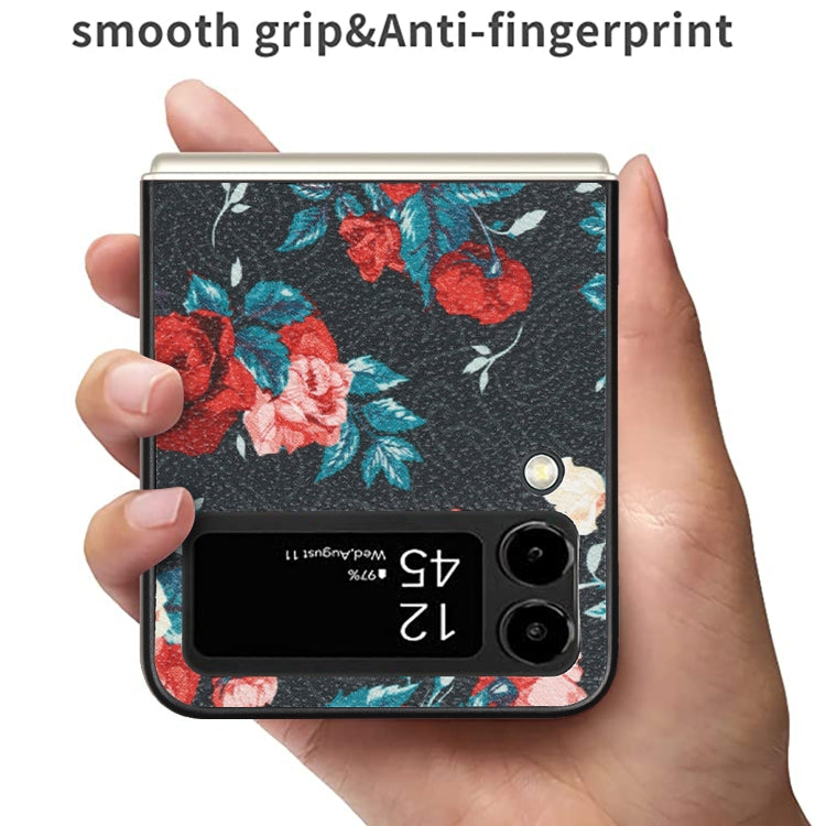 Custodia per telefono piegata in pelle con motivo a fiori, For Samsung Galaxy Z Flip4, For Samsung Galaxy Z Flip3 5G