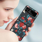 Custodia per telefono piegata in pelle con motivo a fiori, For Samsung Galaxy Z Flip4, For Samsung Galaxy Z Flip3 5G