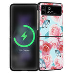 Custodia per telefono piegata in pelle con motivo a fiori, For Samsung Galaxy Z Flip4, For Samsung Galaxy Z Flip3 5G