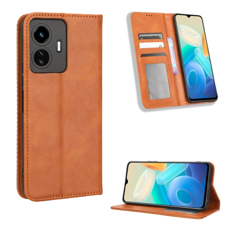 Custodia per telefono in pelle con trama retrò con fibbia magnetica, For vivo Y77 5G, For Infinix Note 12 G96, For Infinix Note 12 VIP, For Infinix Note 12i, For Tecno Camon 19 Pro, For Tecno Camon 19