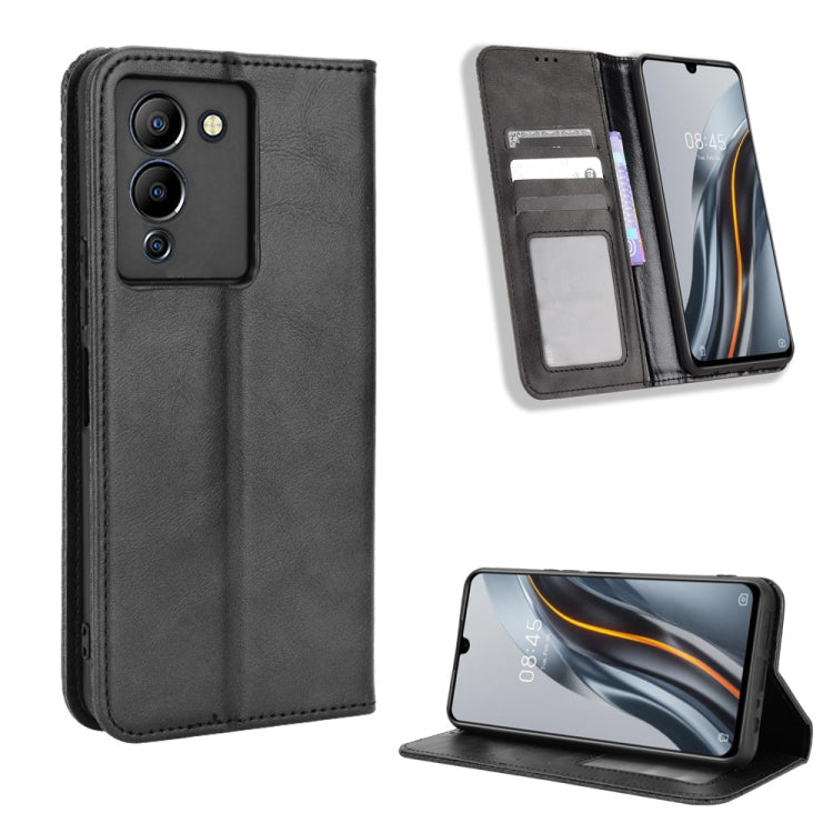Custodia per telefono in pelle con trama retrò con fibbia magnetica, For vivo Y77 5G, For Infinix Note 12 G96, For Infinix Note 12 VIP, For Infinix Note 12i, For Tecno Camon 19 Pro, For Tecno Camon 19