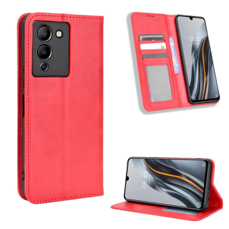 Custodia per telefono in pelle con trama retrò con fibbia magnetica, For vivo Y77 5G, For Infinix Note 12 G96, For Infinix Note 12 VIP, For Infinix Note 12i, For Tecno Camon 19 Pro, For Tecno Camon 19