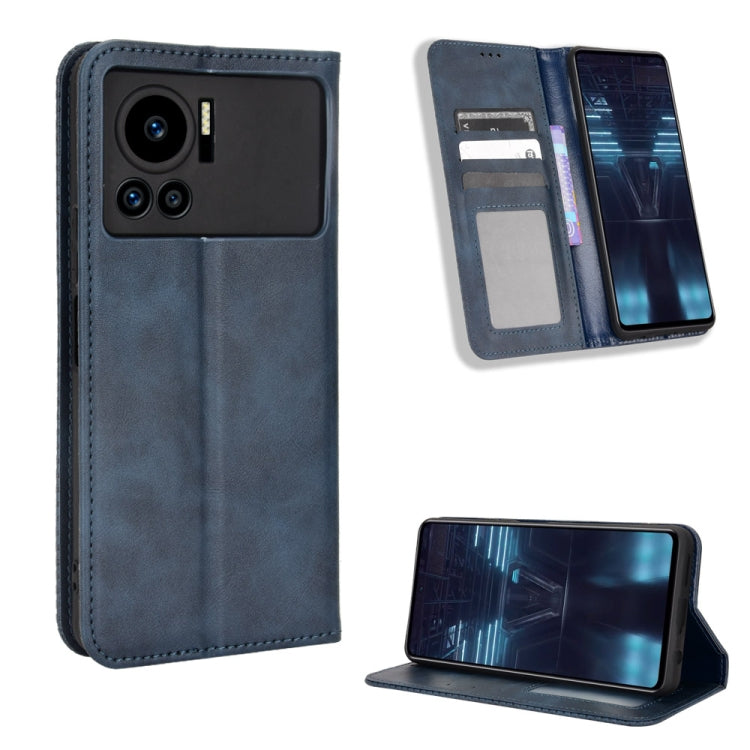 Custodia per telefono in pelle con trama retrò con fibbia magnetica, For vivo Y77 5G, For Infinix Note 12 G96, For Infinix Note 12 VIP, For Infinix Note 12i, For Tecno Camon 19 Pro, For Tecno Camon 19