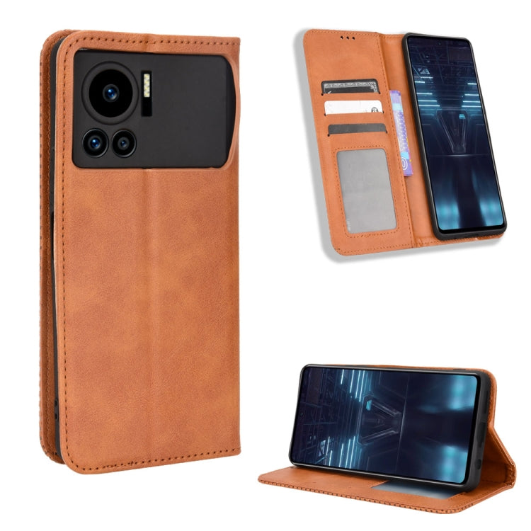 Custodia per telefono in pelle con trama retrò con fibbia magnetica, For vivo Y77 5G, For Infinix Note 12 G96, For Infinix Note 12 VIP, For Infinix Note 12i, For Tecno Camon 19 Pro, For Tecno Camon 19