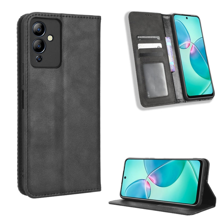 Custodia per telefono in pelle con trama retrò con fibbia magnetica, For vivo Y77 5G, For Infinix Note 12 G96, For Infinix Note 12 VIP, For Infinix Note 12i, For Tecno Camon 19 Pro, For Tecno Camon 19