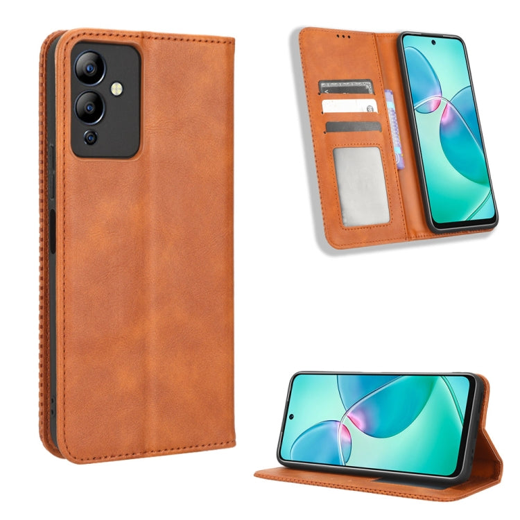 Custodia per telefono in pelle con trama retrò con fibbia magnetica, For vivo Y77 5G, For Infinix Note 12 G96, For Infinix Note 12 VIP, For Infinix Note 12i, For Tecno Camon 19 Pro, For Tecno Camon 19