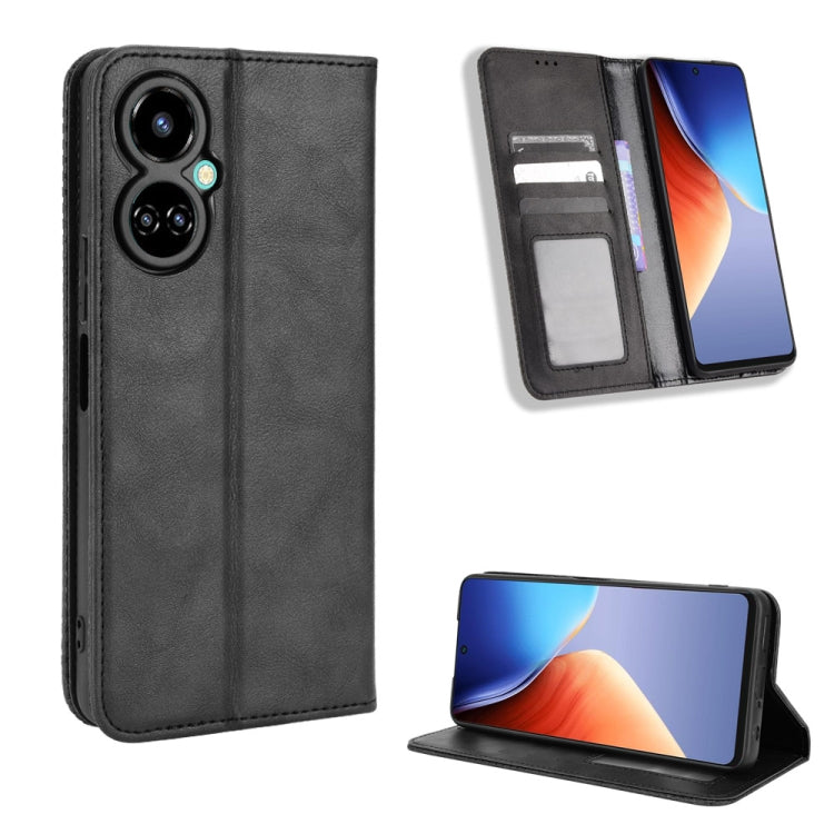 Custodia per telefono in pelle con trama retrò con fibbia magnetica, For vivo Y77 5G, For Infinix Note 12 G96, For Infinix Note 12 VIP, For Infinix Note 12i, For Tecno Camon 19 Pro, For Tecno Camon 19