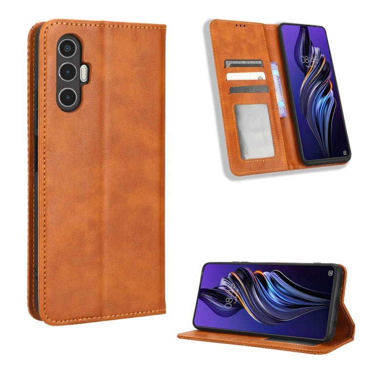 Custodia per telefono in pelle con trama retrò con fibbia magnetica, For Tecno Pova3, For Tecno Spark 9 Pro, For ASUS ROG Phone 6 / 6 Pro, For ASUS Zenfone 9, For Huawei nova Y90, For Cubot X50