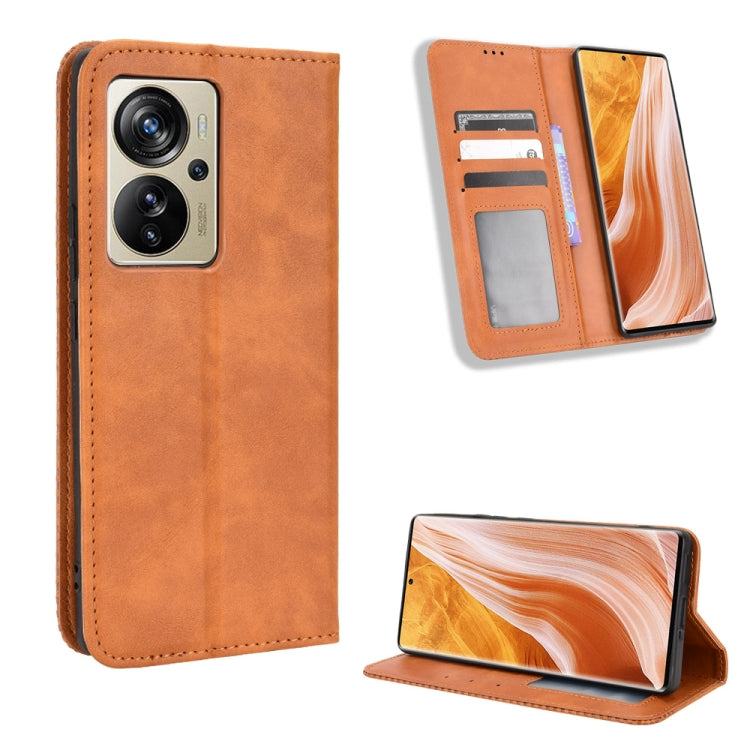 Custodia per telefono in pelle con trama retrò con fibbia magnetica, For ZTE Nubia Z40S Pro, For ZTE Axon 40 Pro