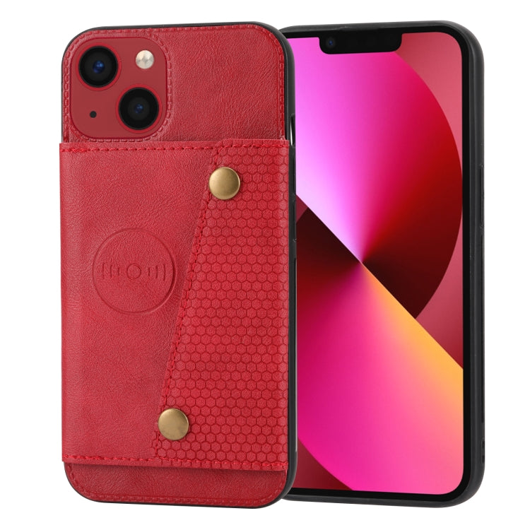 Custodia per telefono PU + TPU con slot per schede con doppia fibbia, For iPhone 14, For iPhone 14 Plus, For iPhone 14 Pro, For iPhone 14 Pro Max