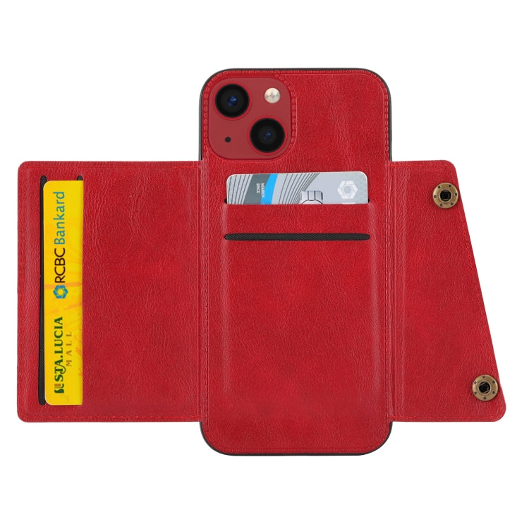 Custodia per telefono PU + TPU con slot per schede con doppia fibbia, For iPhone 14, For iPhone 14 Plus, For iPhone 14 Pro, For iPhone 14 Pro Max